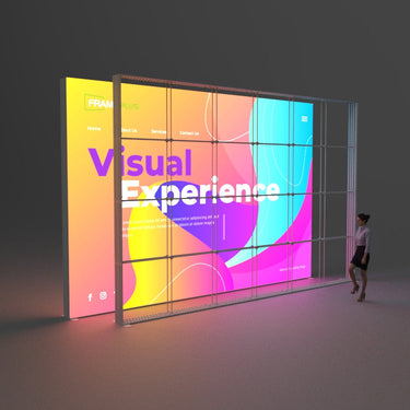 6x4m double-layered giant LED light box: FramePlus' 6x4m double-layered giant LED light box, with its superior quality and seamless visual effects, adds a professional touch to your exhibition at a significantly competitive price.