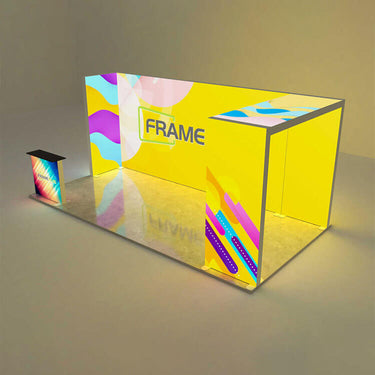 3×6-foot arched booth with double-sided silicone edge graphic printing, suitable for trade shows.