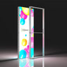 1000 mm-wide SEG LED backlit display; silicone-edge graphic, snap-together aluminum frame, 16.8 kg total, even LED brightness.