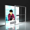 2000 mm square SEG backlit lightbox; silicone-edge fabric, foldable modular frame, quick-lock joints, edge-to-edge uniform LED light.