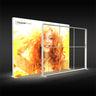 FramePlus 3 m-wide backlit exhibition lightbox, SEG silicone-edge tension, modular sections click together, OSRAM LED array, USA warehouse.