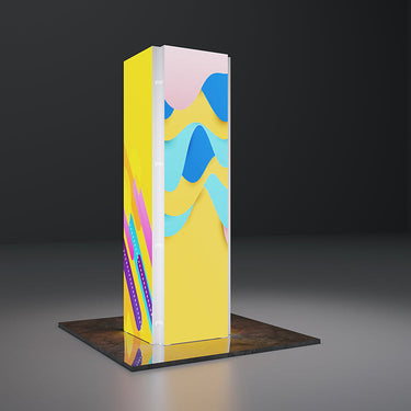 4000mm Backlit Lightbox Tower with LED Corner Lights — Tall Square Illuminated Trade Show Display with Dye-Sublimation Fabric Graphics, Tool-Free Assembly, 4m Height for Exhibition Booths