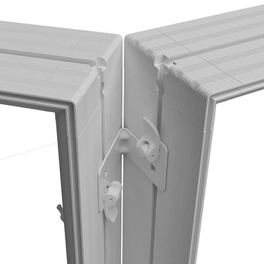 45° connector for FramePlus backlit lightbox booth, snap-fit angle joint, keeps SEG graphic tight on corner turn.