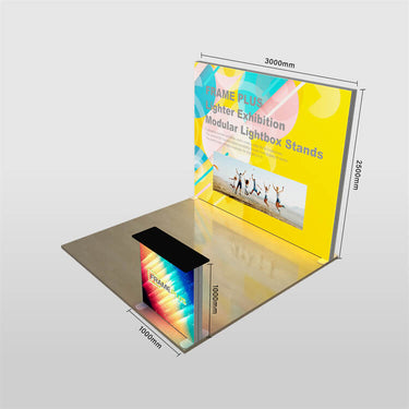 frame plus 3×3 ft L-shape frame, 1000 mm × 1000 mm wings, 120 mm depth.