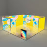 20×20 ft SEG backlit island booth with central arch, 2500 mm height, modular OSRAM LEDs.