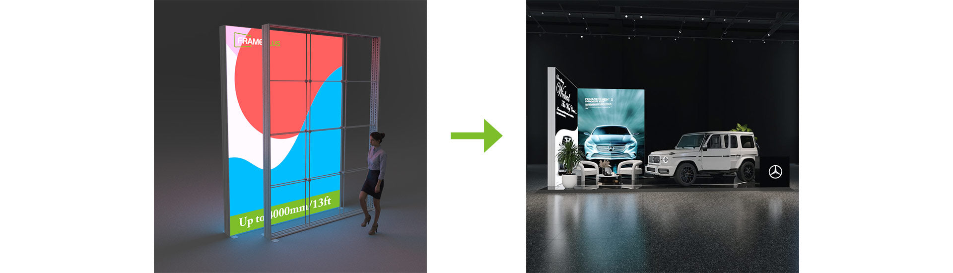 Giant freestanding lightbox tower reaching 4000mm height for immersive brand displays