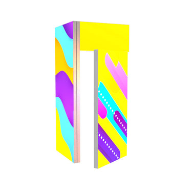 Frame Plus lightbox booth collapsed for storage, slim-profile SEG fabric panels