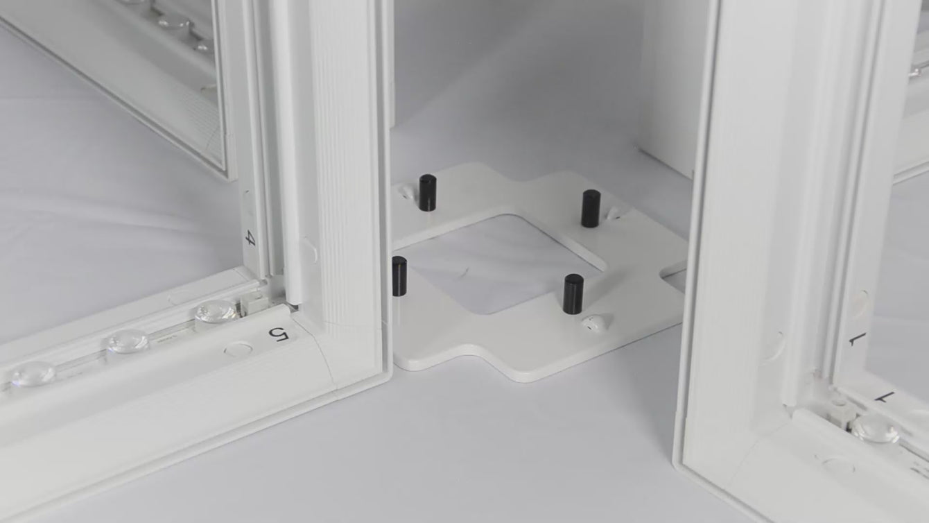 Lightbox cross connector installation video for modular booth system assembly