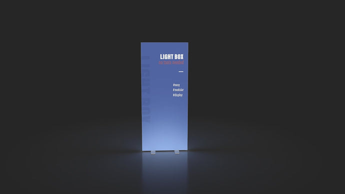 Compact folding lightbox trio array demonstrating no-tool modular connection for event backdrops